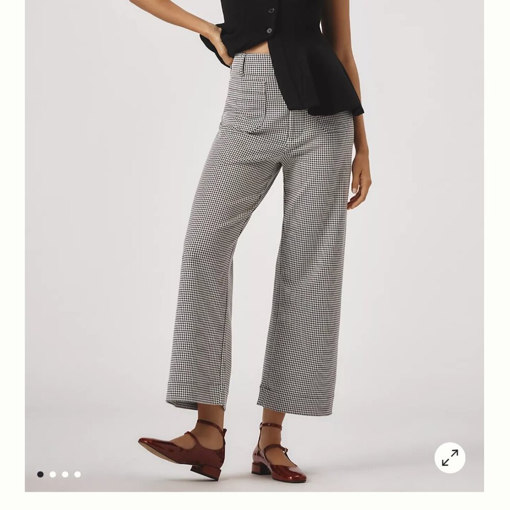 The Colette Houndstooth Crop Wide-Leg Pants by Maeve NWT